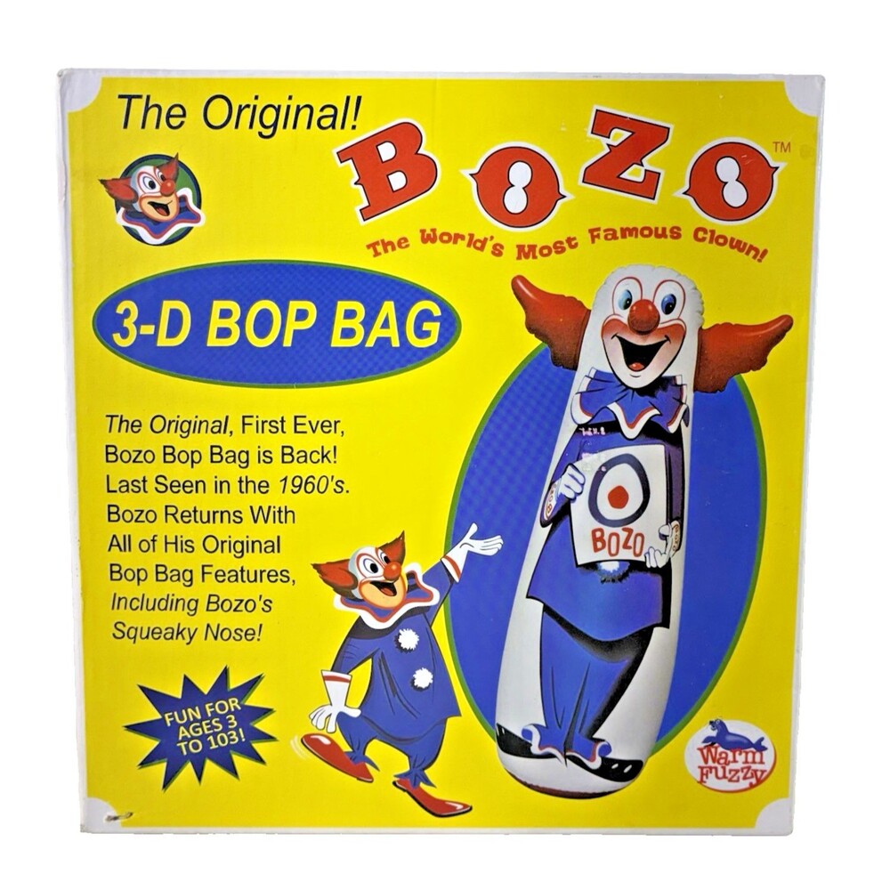 Original Bozo The Clown Inflatable 3-D Punching Bop Bag 46" Inch New Sealed